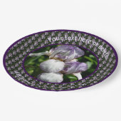 ひげを生やした虹彩の花パーソナライズされたパーティー ペーパープレート (アングル)