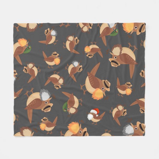 ひげを生やした野鳥観察ひげを生やした鳥ボナンザ フリースブランケット (正面(横))