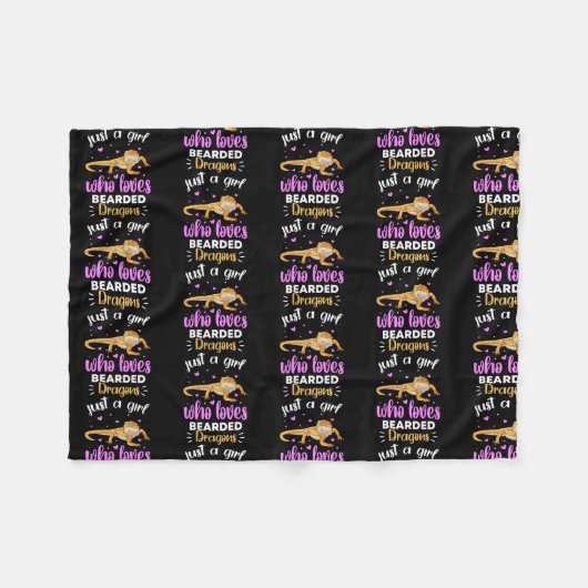 ひげを生やした龍が大好きな女の子が髭を生やした フリースブランケット (正面(横))