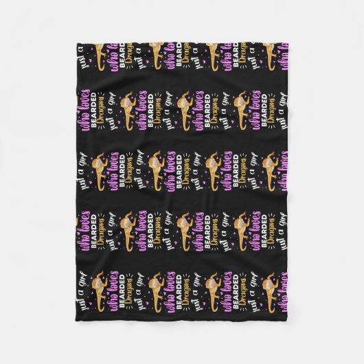 ひげを生やした龍が大好きな女の子が髭を生やした フリースブランケット (正面)