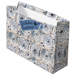 ひげを生やしたCollie Cartoon Headsシームレスなパターン ラージペーパーバッグ