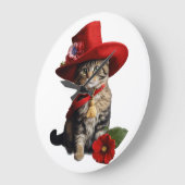 「ひげウォッチャー：キャットウォールクロック」 ラージ壁時計 (傾斜)