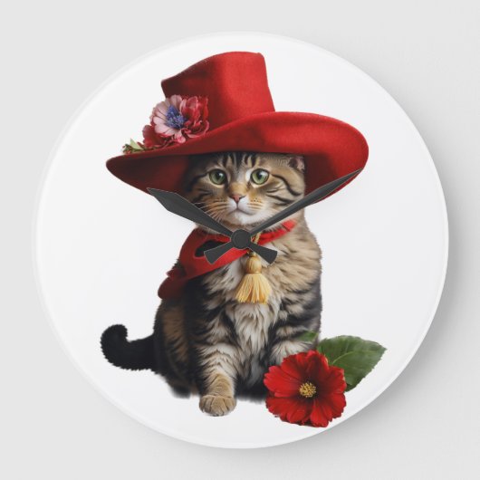 「ひげウォッチャー：キャットウォールクロック」 ラージ壁時計 (正面)