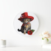 「ひげウォッチャー：キャットウォールクロック」 ラージ壁時計 (ホーム)