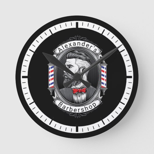 ひげエレガントた男 ラウンド壁時計 (正面)