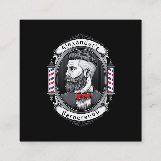 ひげエレガントひげ男の広場 スクエア名刺 (正面)