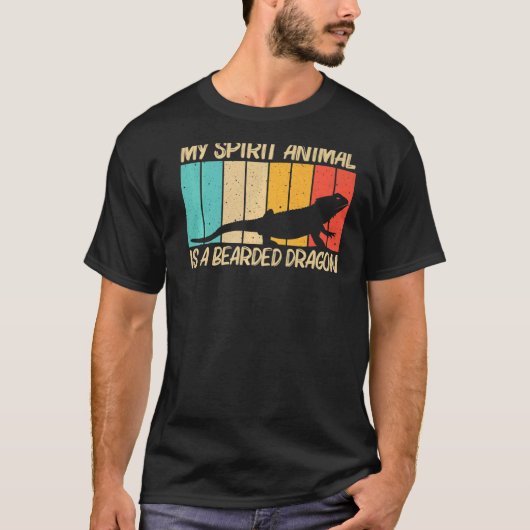 ひげカッコいいひげ竜男性へ女の爬虫類トカゲ Tシャツ (正面)