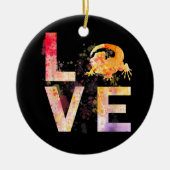 ひげカラフルドラゴン母ギフトひげドラゴン セラミックオーナメント (正面)