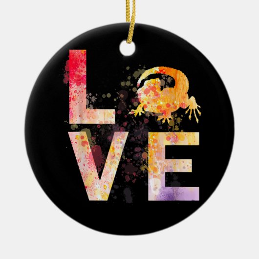 ひげカラフルドラゴン母ギフトひげドラゴン セラミックオーナメント (正面)