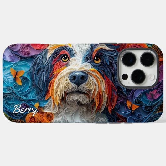 ひげカラフル付きコリーポートレート Case-Mate iPhoneケース (裏面 (横))