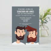 ひげゲイをテーマにした2つの漫画結婚グルーム 招待状 (スタンド正面)