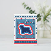 ひげコリー愛国心赤白青7月4日 シーズンポストカード (スタンド正面)