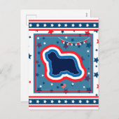 ひげコリー愛国心赤白青7月4日 シーズンポストカード (正面/裏面)