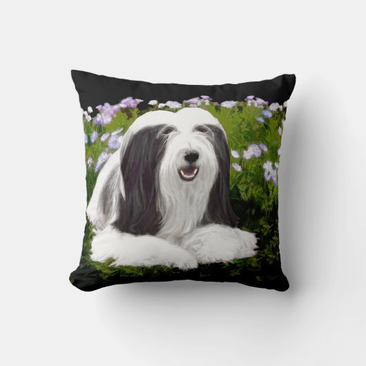 ひげコリー絵画ズ – かわいいオリジナルドッグアート クッション (正面)