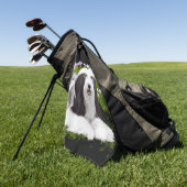 ひげコリー絵画ズ – かわいいオリジナルドッグアート ゴルフタオル (グリーン)