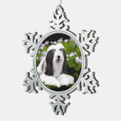 ひげコリー絵画ズ – かわいいオリジナルドッグアート スノーフレークピューターオーナメント (右)