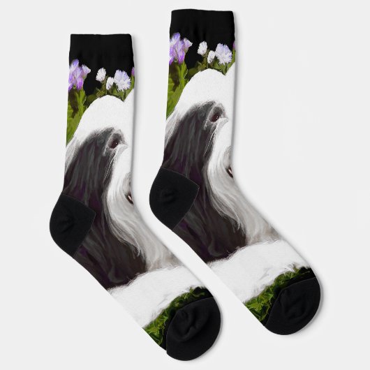 ひげコリー絵画ズ – かわいいオリジナルドッグアート ソックス (右)