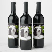 ひげコリー絵画ズ – かわいいオリジナルドッグアート ワインラベル (ボトル)