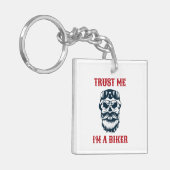 ひげスカル |オートバイ |信頼する私はバイクもしくは自転車に乗る人 キーホルダー (正面左)