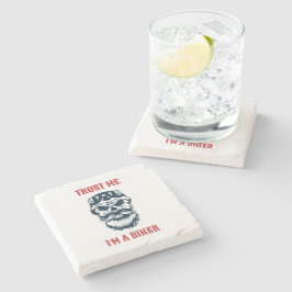 ひげスカル |オートバイ |信頼する私はバイクもしくは自転車に乗る人 ストーンコースター