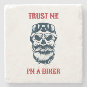 ひげスカル |オートバイ |信頼する私はバイクもしくは自転車に乗る人 ストーンコースター (正面)