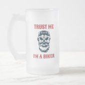 ひげスカル |オートバイ |信頼する私はバイクもしくは自転車に乗る人 フロストグラスビールジョッキ (左)