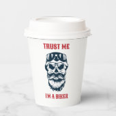 ひげスカル |オートバイ |信頼する私はバイクもしくは自転車に乗る人 紙コップ (正面)