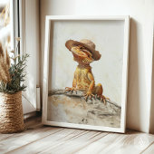 ひげドラゴンポートレート絵を描ズポゴナ爬虫類 ポスター