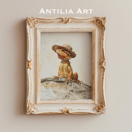 ひげドラゴンポートレート絵を描ズポゴナ爬虫類 ポスター