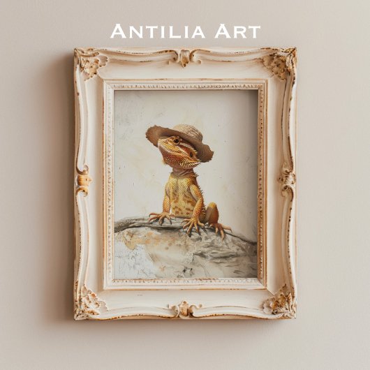 ひげドラゴンポートレート絵を描ズポゴナ爬虫類 ポスター