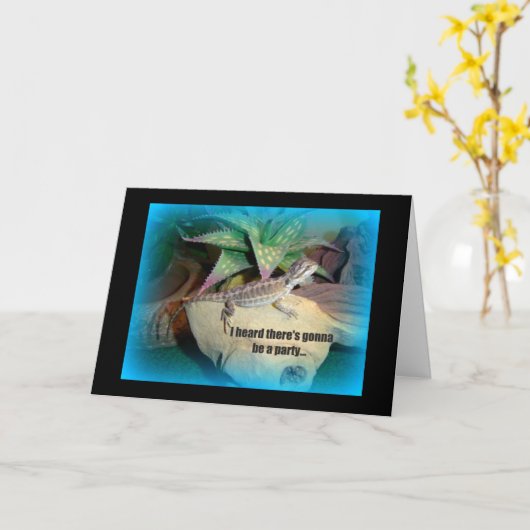 ひげドラゴン誕生日時間 カード (黄色い花)