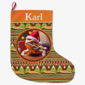 ひげドラゴン醜いセータークリスマスストッキング ラージクリスマスストッキング (正面)