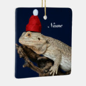 ひげパーソナライズされた付きドラゴンリザード – Santa Hat セラミックオーナメント (右)