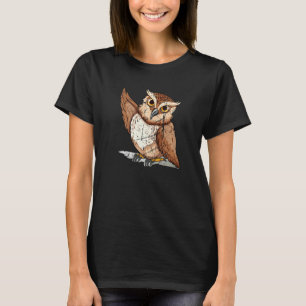 ひげフクロウポートレート動物野鳥観察 動揺して Tシャツ