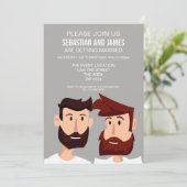 ひげマンガのゲイをテーマにした2つの結婚grooms 招待状 (スタンド正面)