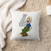 ひげマンガ枕を振る老人 クッション (ブランケット)