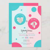 ひげユニークや弓のジェンダーがパーティーを明かす 招待状 (正面/裏面)