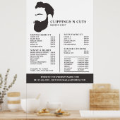 ひげロゴメンズ理容師価格表 ポスター (キッチン)