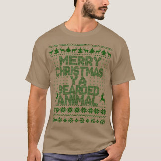 ひげ付きクリスマス Tシャツ