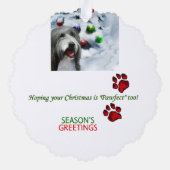 ひげ付きコリーのクリスマスプレゼント オーナメントカード (裏面)