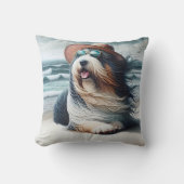 ひげ付きコリーオンザビーチ クッション (正面)