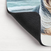 ひげ付きコリーオンザビーチ マウスパッド (コーナー)