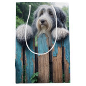 ひげ付きコリーオンフ素朴ェンス誕生日 ミディアムペーパーバッグ (正面)