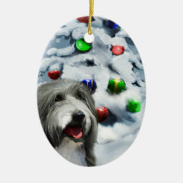 ひげ付きコリークリスマスギフトオーナメント セラミックオーナメント