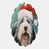 ひげ付きコリークリスマスブラシ絵画のアートワーク オーナメントカード (右)