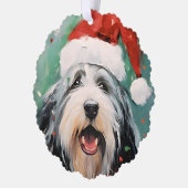 ひげ付きコリークリスマスブラシ絵画のアートワーク オーナメントカード (左)