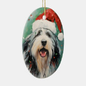 ひげ付きコリークリスマスブラシ絵画のアートワーク セラミックオーナメント (右)