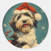 ひげ付きコリークリスマス ラウンドシール (正面)
