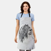 ひげ付きコリースケッチ – かわいいオリジナルドッグアート エプロン (着用した状態)