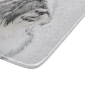 ひげ付きコリースケッチ – かわいいオリジナルドッグアート カッティングボード (角)